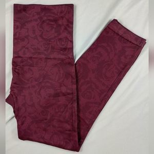 Spanx Look At Me Now Cropped Garnet Rose Seamless Leggings Large Waist 13"